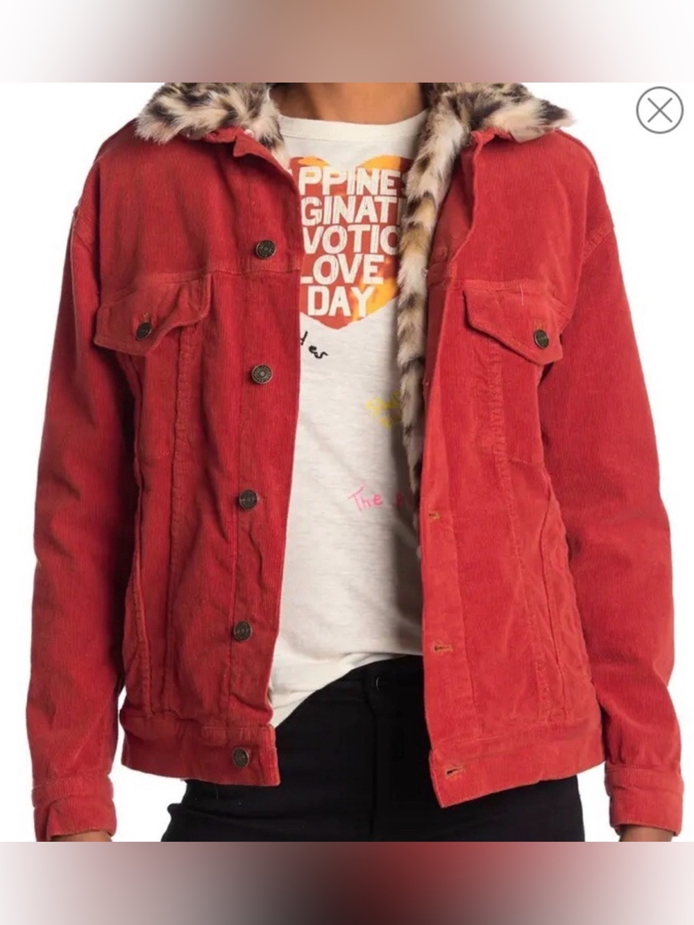 Pam and Gela Faux Fur Lined Trucker Jacket Amber READ